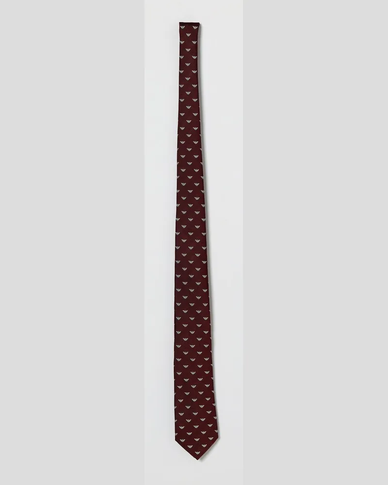 Emporio Armani Seidenkrawatte mit Monogramm Burgunderrot