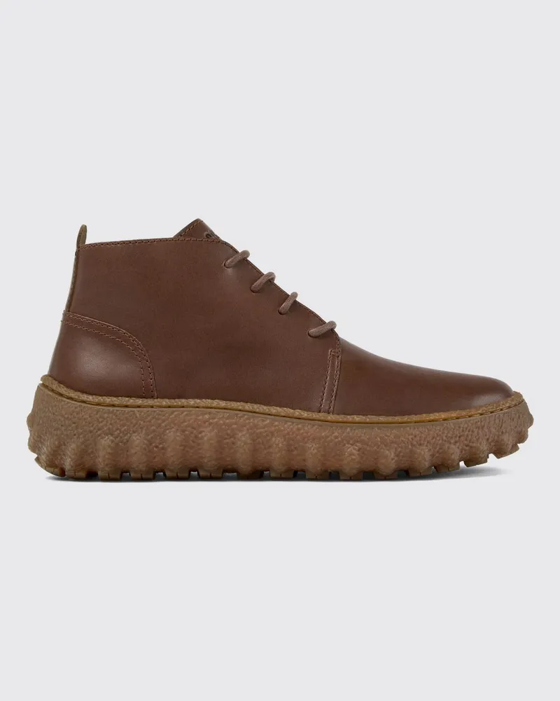 Camper Ground Schnürstiefeletten von aus Glattleder mit gekerbter Sohle Braun