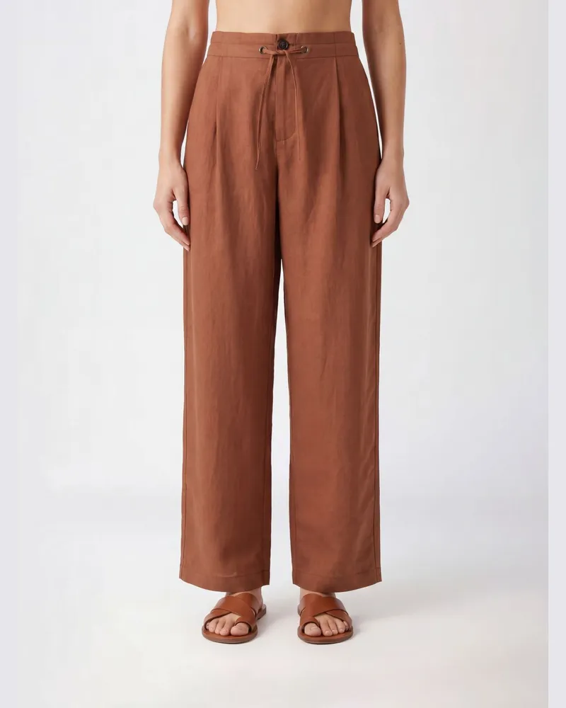 Brunello Cucinelli Hose aus Viskose und Leinen Rot
