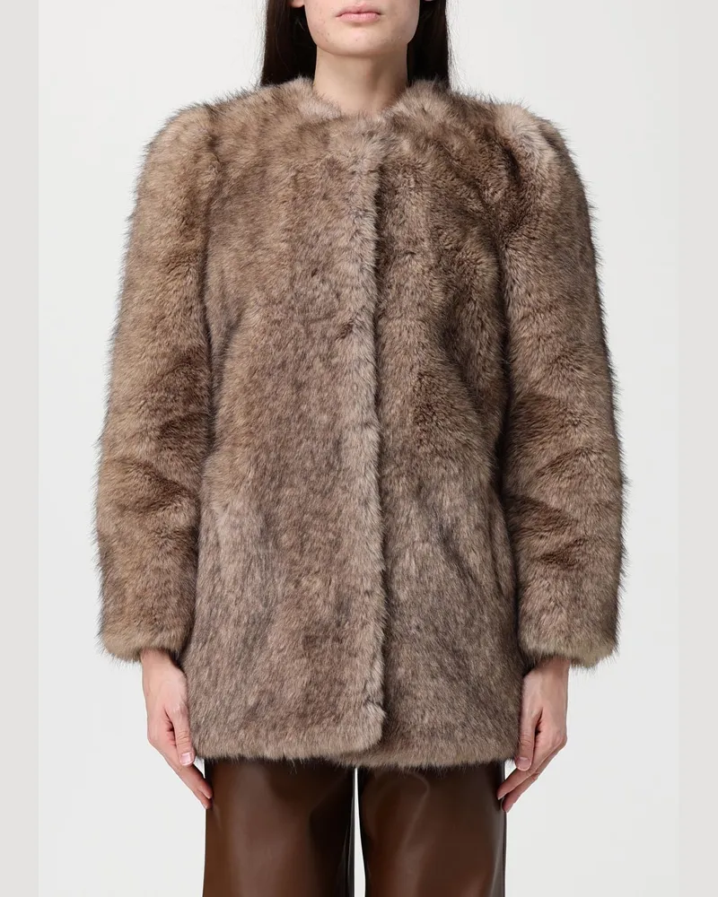 STAND Pelzmantel damen Beige