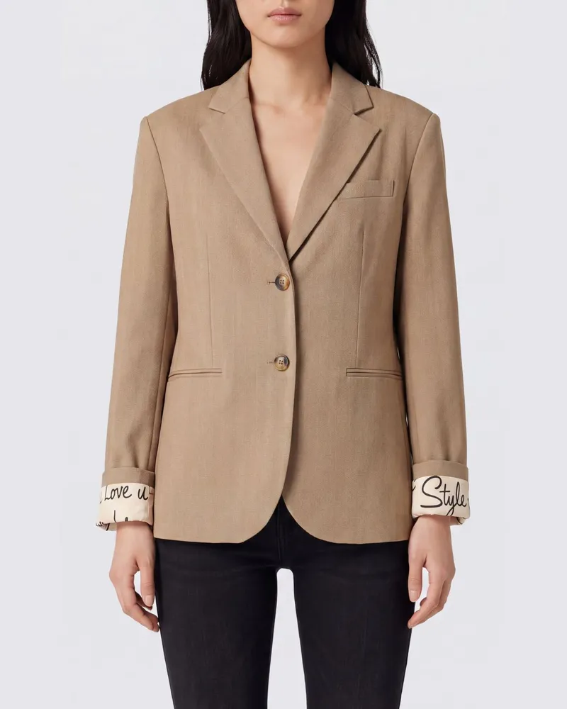 Liu Jo Einreihiger Blazer aus Viskosemischung mit Reverskragen Beige