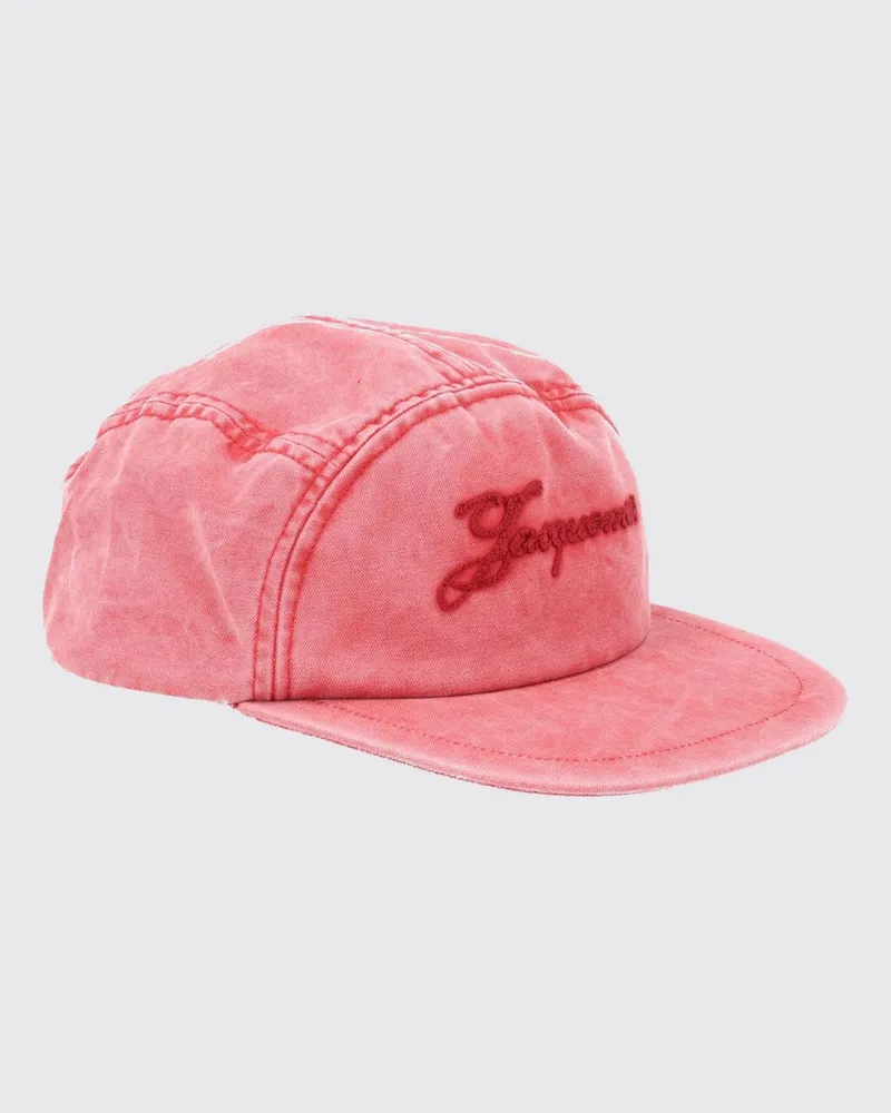 Jacquemus Baumwollhut mit gesticktem Logo Rot