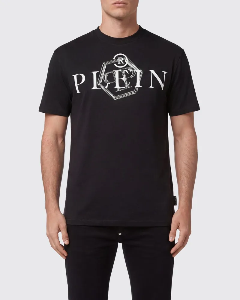 Philipp Plein T-Shirt aus Baumwolle mit Rundhals und kontrastierendem Logo Weiss
