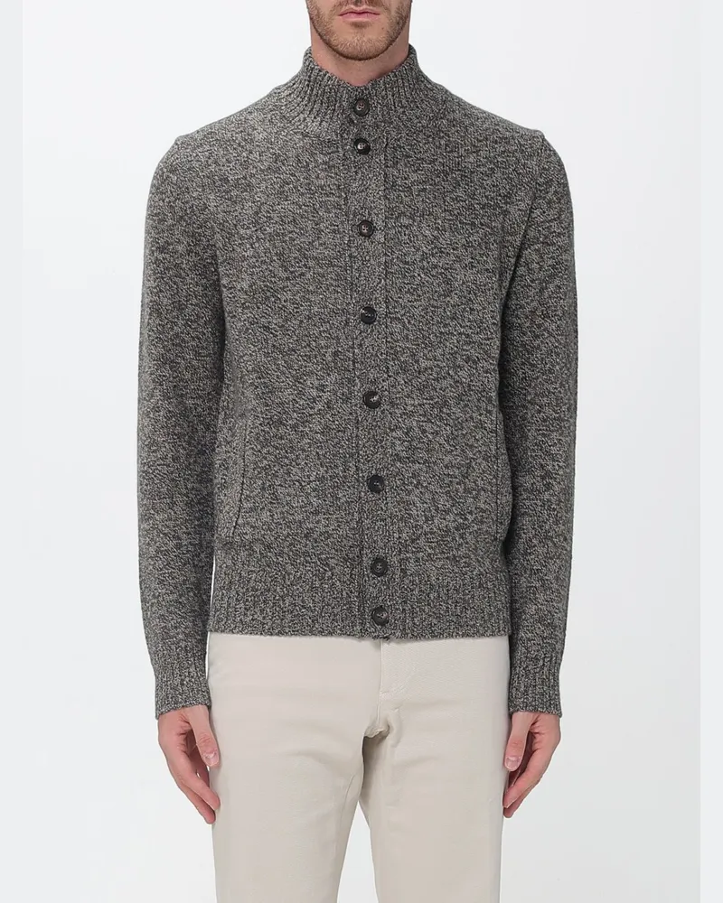 Zanone Strickjacke aus Schurwolle mit Rollkragen und Knöpfen Braun