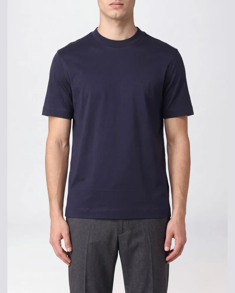Emporio Armani Basic Kurzarm-T-Shirt mit Rundhalsausschnitt aus reiner Baumwolle Schwarz