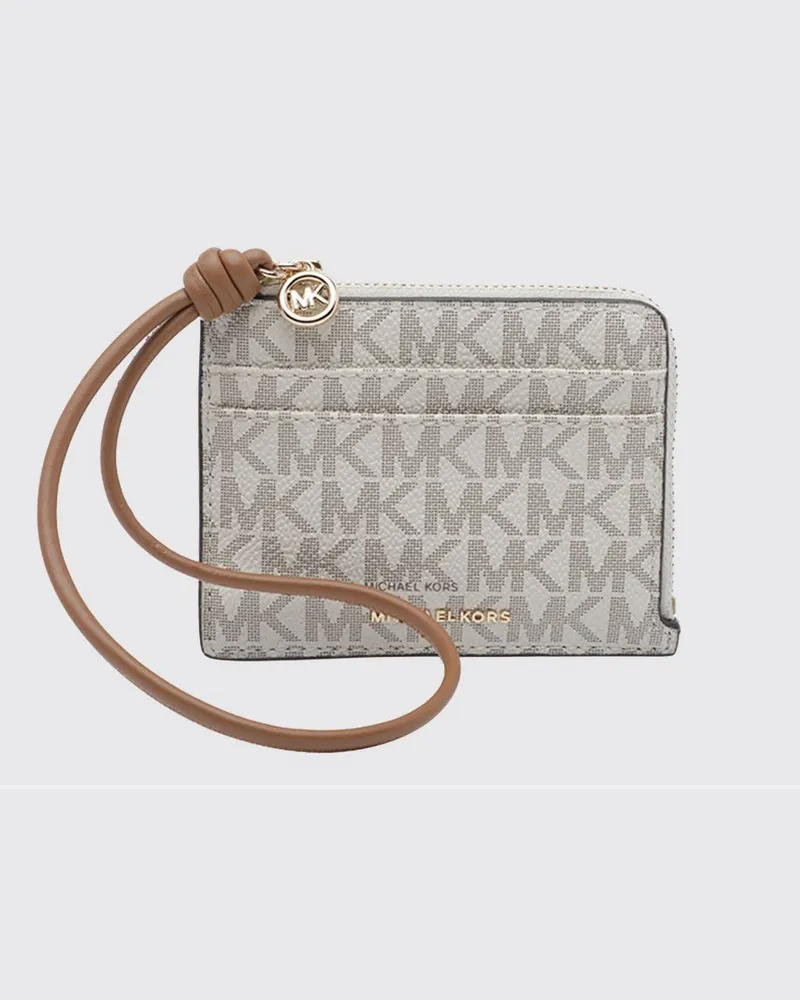 Michael Kors Jet Set Kartenetui aus beschichteter Baumwolle mit MK-Monogramm und Reißverschluss Grau