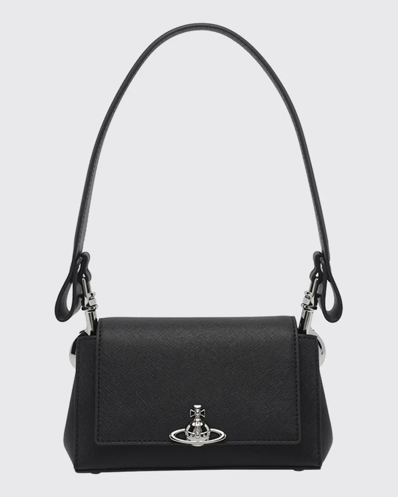 Vivienne Westwood Hazel Mini-Schultertasche mit Orb-Logo und Kettenriemen Schwarz