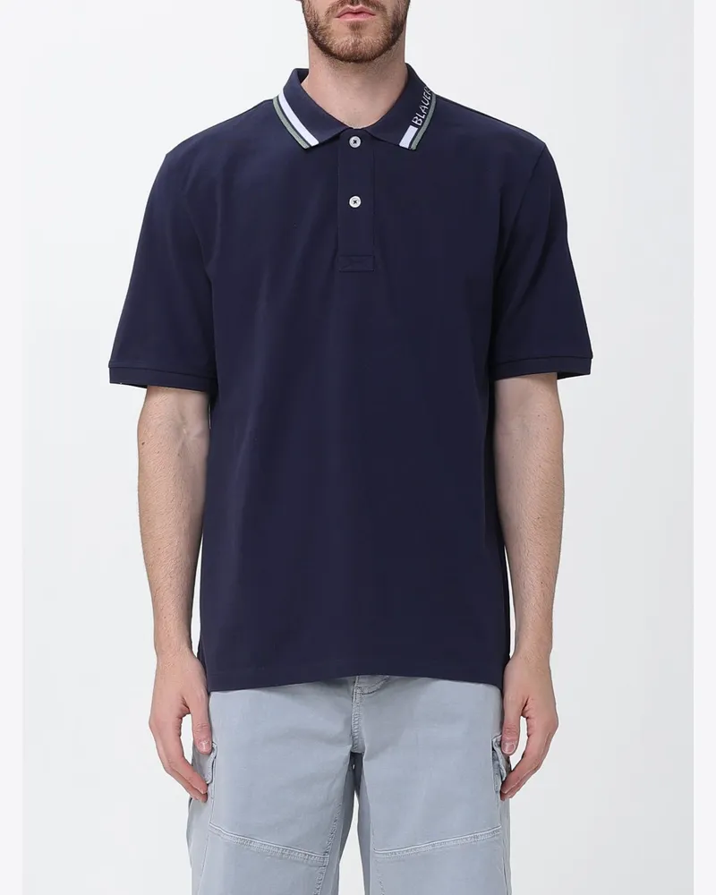 Blauer Baumwoll-Polohemd Blau