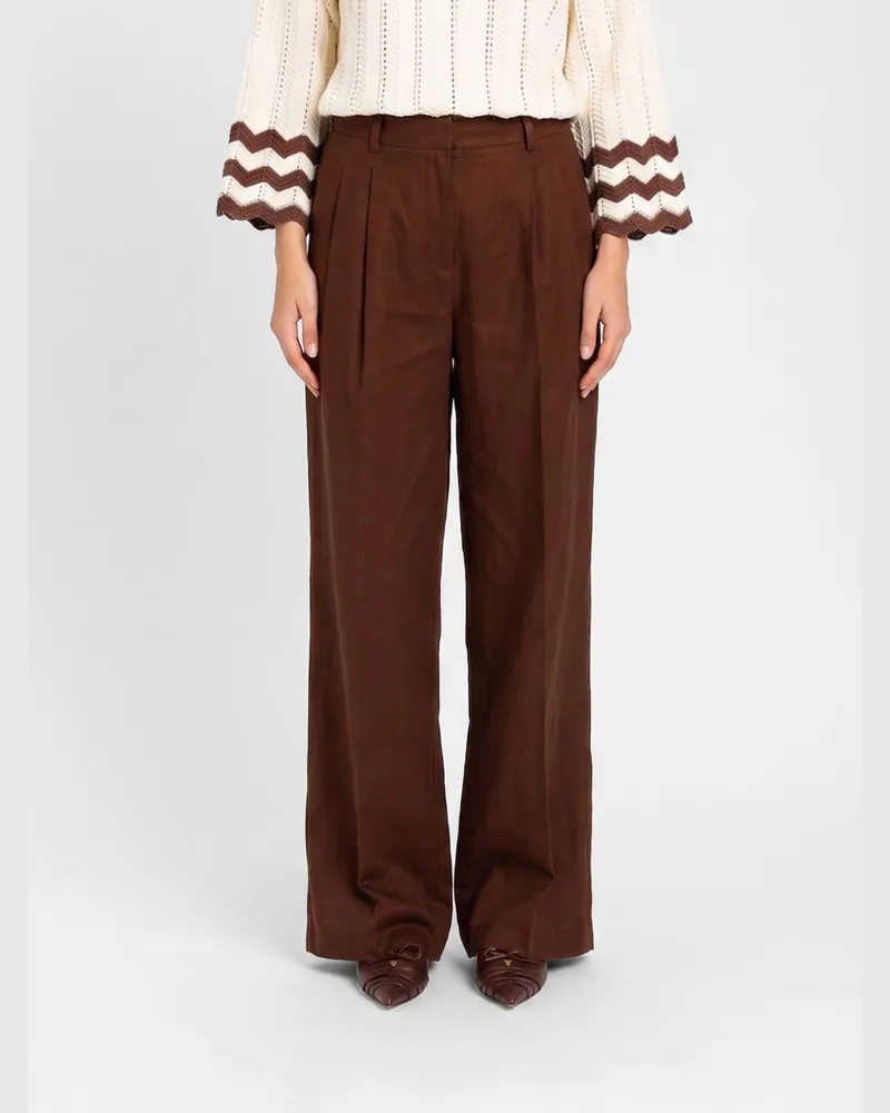 Twin-Set Klassische Hose aus Leinenmischung Braun