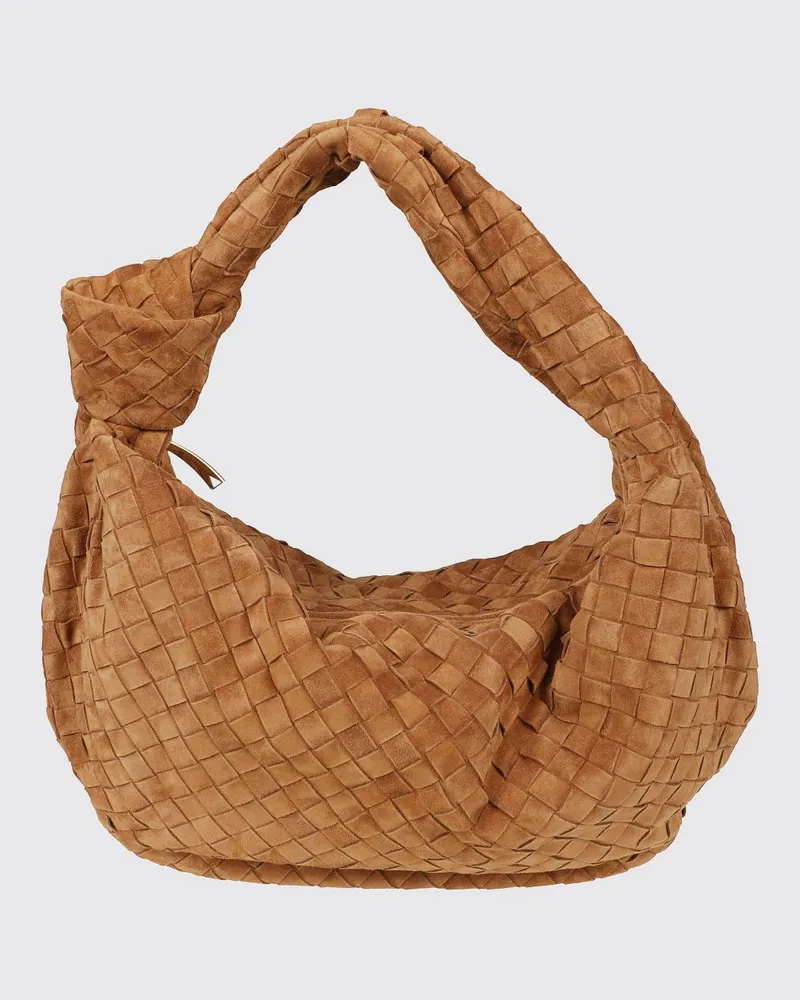 Bottega Veneta Schultertasche Jodie aus geflochtenem Veloursleder mit geknotetem Griff Amber