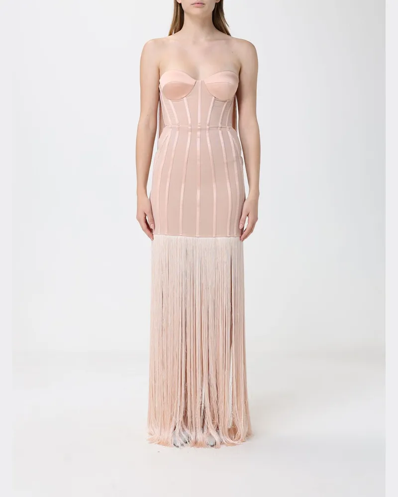 Elisabetta Franchi Fransen-Crêpe-Bustierkleid Puder