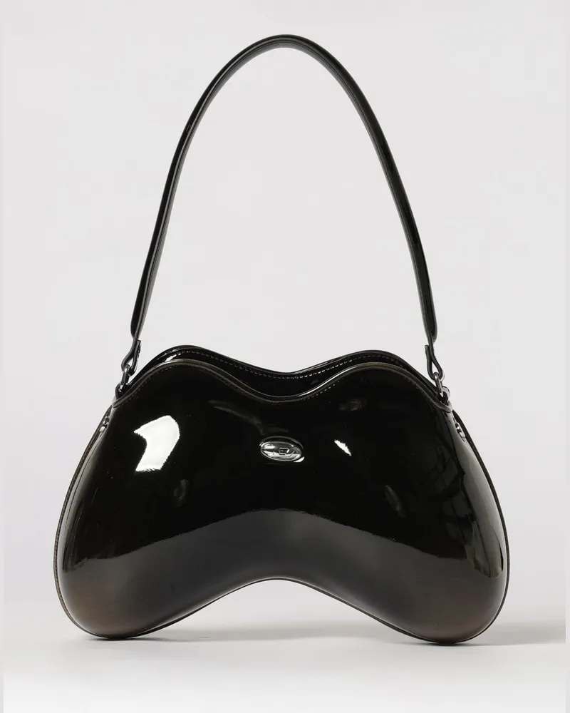 Diesel Double-D Lackledertasche Schwarz