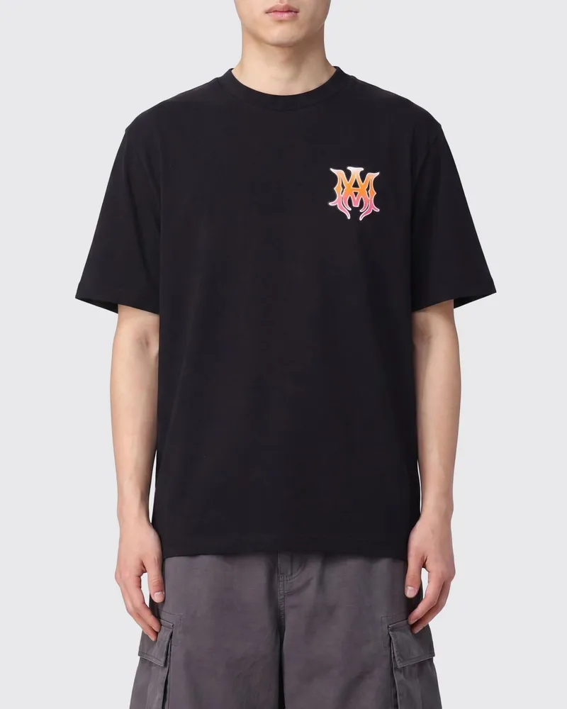 Amiri Baumwoll-Rundhals-T-Shirt mit Graffiti-Logo-Print Schwarz