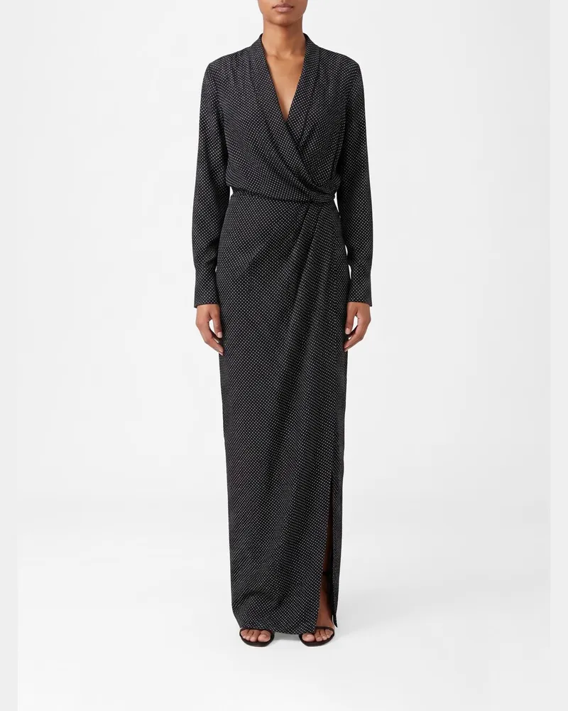 Sa Su Phi Gepunktetes Seidenwickelkleid Schwarz