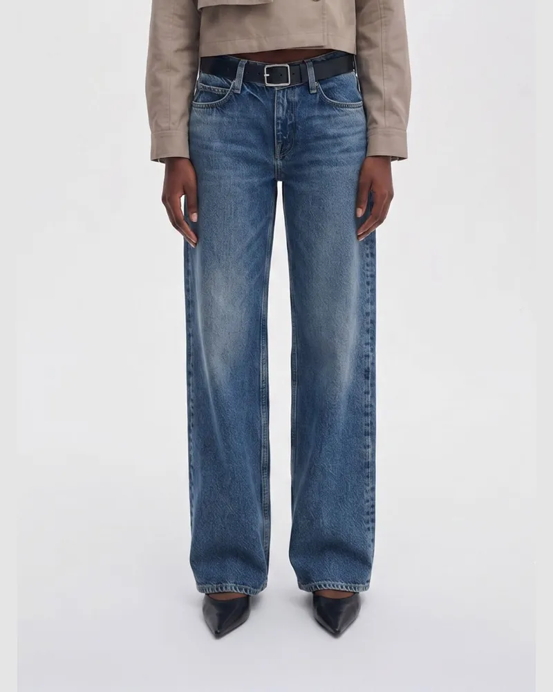Rag & Bone Wide Leg Jeans aus Baumwolldenim mit mittlerer Leibhöhe Blau