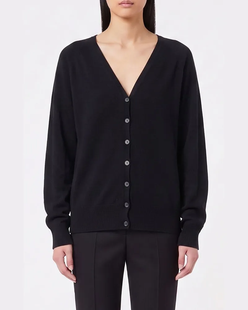 Lisa Yang Relaxed-Fit-Cardigan von aus reinem Kaschmir mit V-Ausschnitt Schwarz