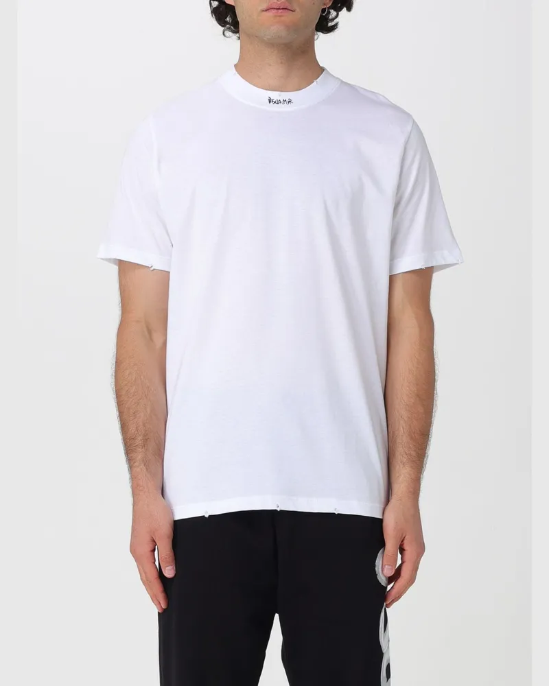 DISCLAIMER Slim Fit Baumwoll-T-Shirt mit Kontrastlogo Weiß