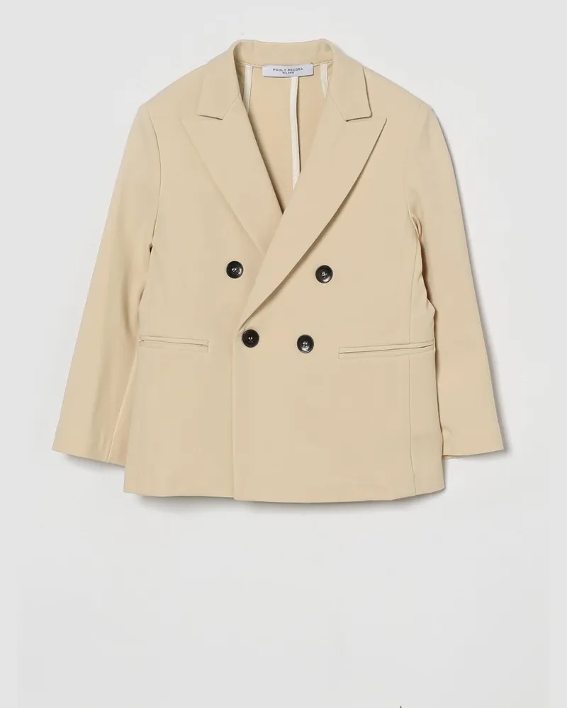 Paolo Pecora Milano Zweireiher-Blazer aus Baumwollmischung Sand