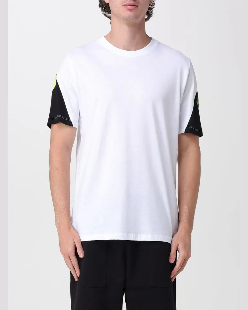 DISCLAIMER Baumwoll-T-Shirt mit Graffiti-Logo-Print und überschnittenen Schultern Weiß