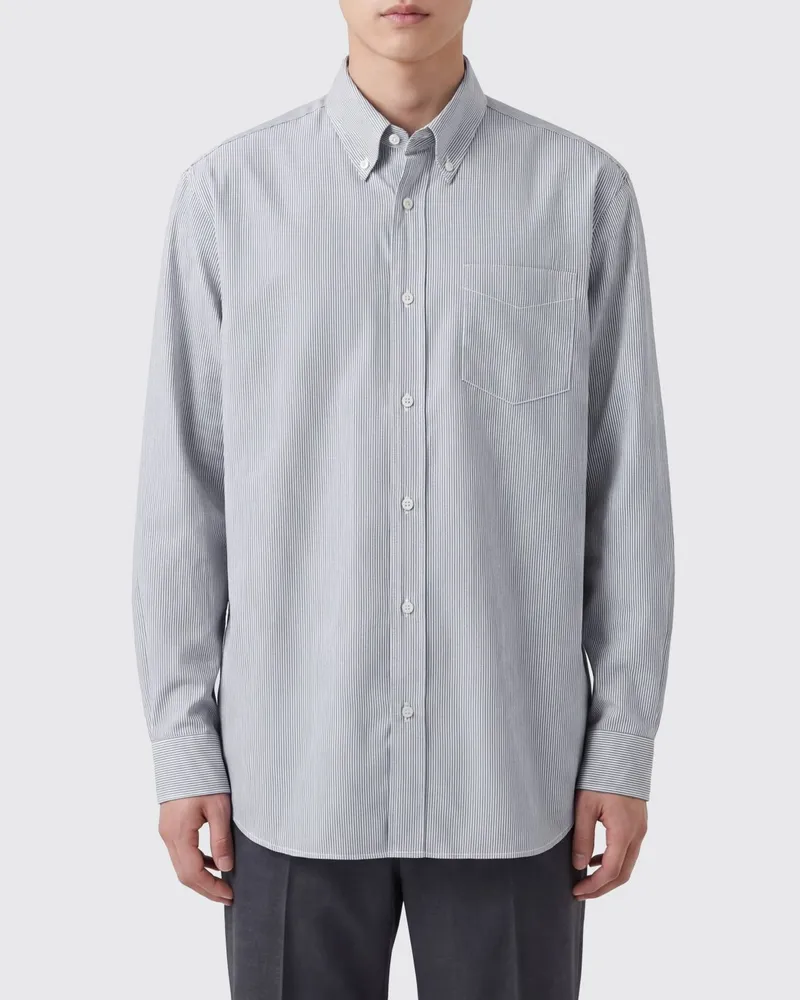 The Row Gestreiftes Baumwollhemd mit Button-Down-Kragen und Relaxed Fit Weiß
