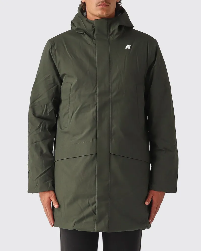K-Way Knielanger wasserdichter Parka mit Kapuze und PrimaLoft®-Wattierung Military
