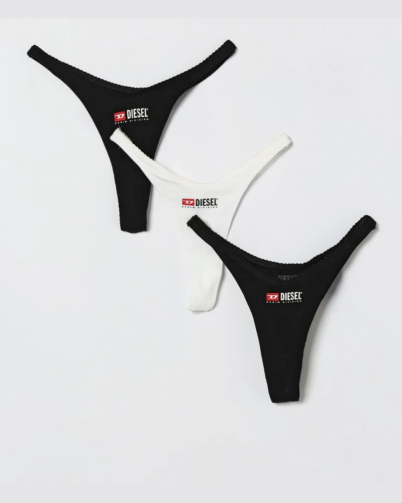 Diesel 3er-Set Logo-Stretch-Baumwoll-Strings Rot
