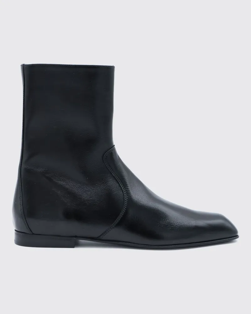 KHAITE Colt Lederstiefeletten mit niedrigem Absatz und runder Kappe Schwarz