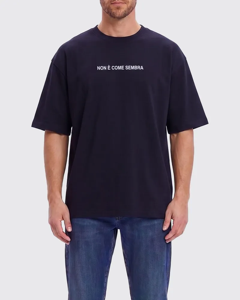ASPESI Baumwoll-T-Shirt mit Slogan Blau