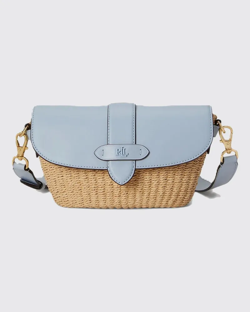 Ralph Lauren Lynden Tasche aus Bast und Leder Blau