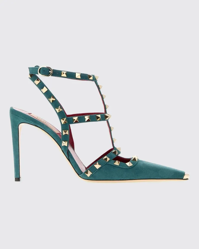 Valentino Garavani Rockstud Slingback-Pumps aus Veloursleder mit Nieten und Stiletto-Absatz Grün