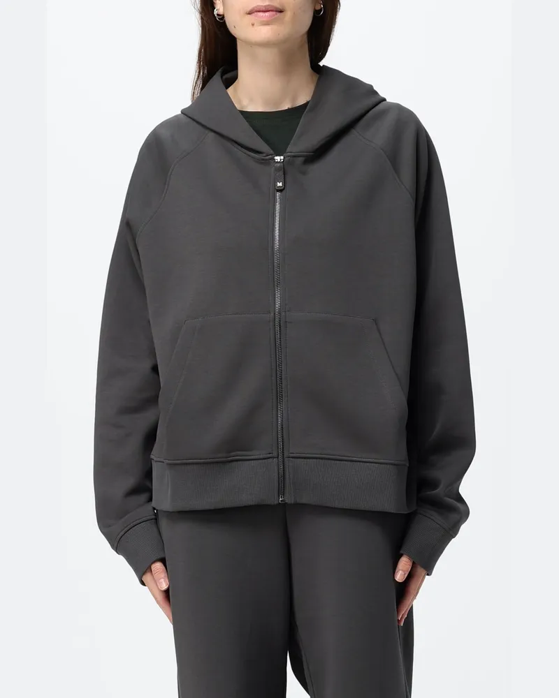 Max Mara Max Mara Kapuzen-Sweatshirt aus Baumwolle mit Reißverschluss und Kängurutasche Grau