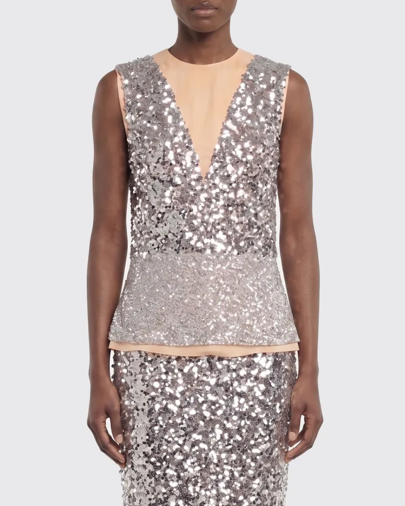 Paco Rabanne Pailletten-Top Pink