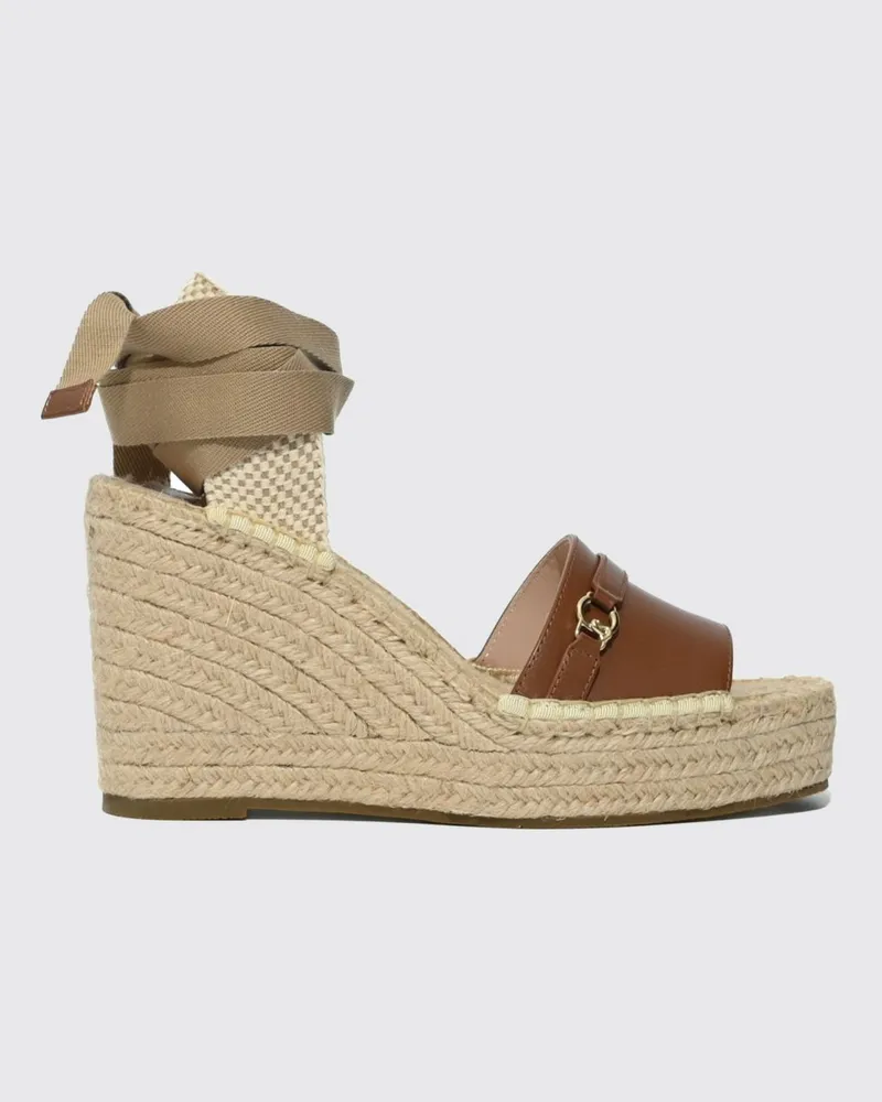 Coccinelle Espadrilles aus Leder und Jute Braun