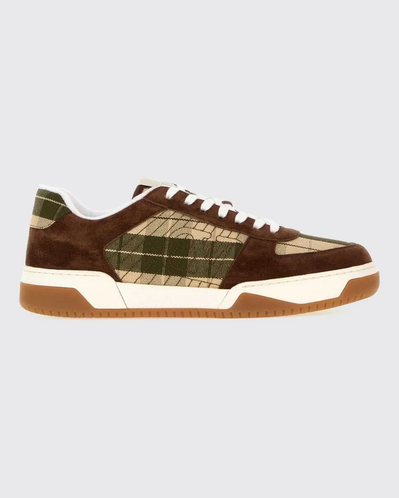 Valentino Garavani Sparry Sneakers aus Veloursleder und kariertem Stoff mit VLogo Braun