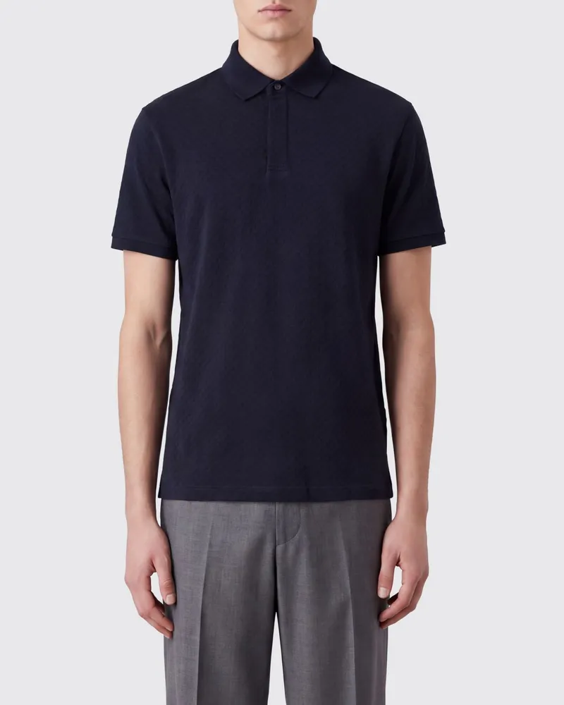 Emporio Armani Slim-Fit-Poloshirt aus Baumwolle mit Argyle-Muster Navy