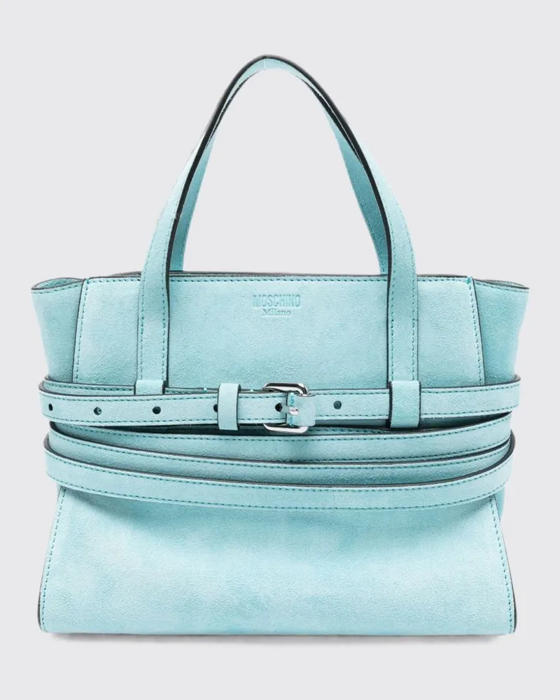 Moschino Wildleder-Handtasche Tie Me mit Schulterriemen Blau