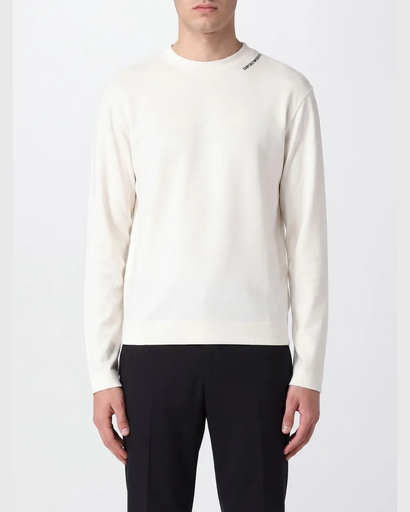 Emporio Armani Langarm-T-Shirt aus Modal und Seide Weiß