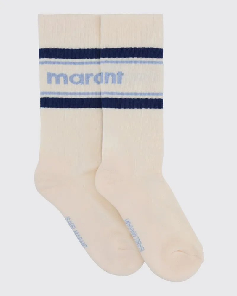 Isabel Marant Jacquard-Logo Stretch-Baumwollsocken Blau