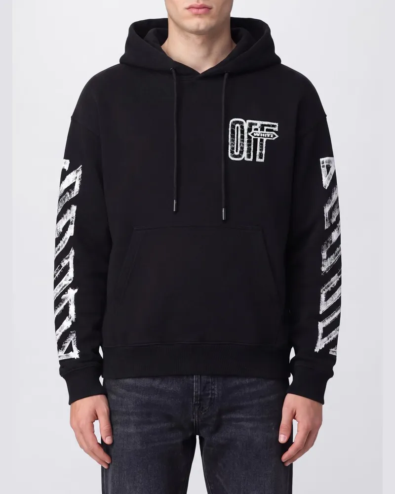 OFF-WHITE Baumwoll-Hoodie mit Arrow-Logo und Kängurutasche Schwarz