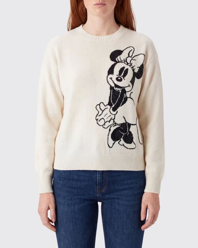 Liu Jo Money Mouse Wollpullover mit Disney-Print und Strass-Logo Weiß