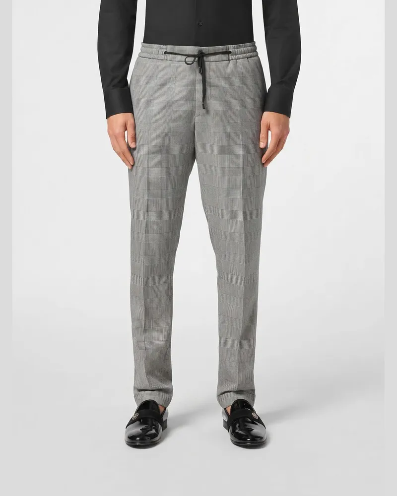 Philipp Plein Bedruckte Slim Fit Hose mit Kordelzug Schwarz