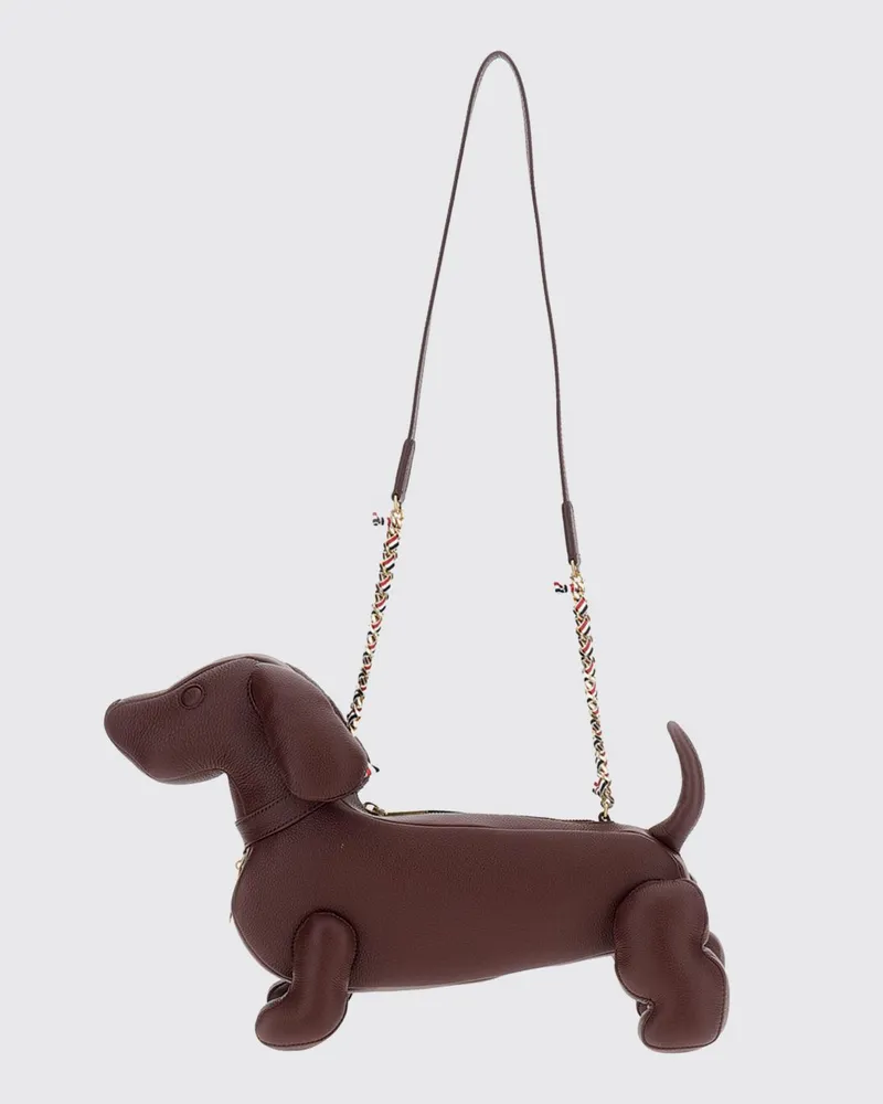 Thom Browne Hector Crossbody-Tasche in Hundeform aus vollnarbigem Leder Rot