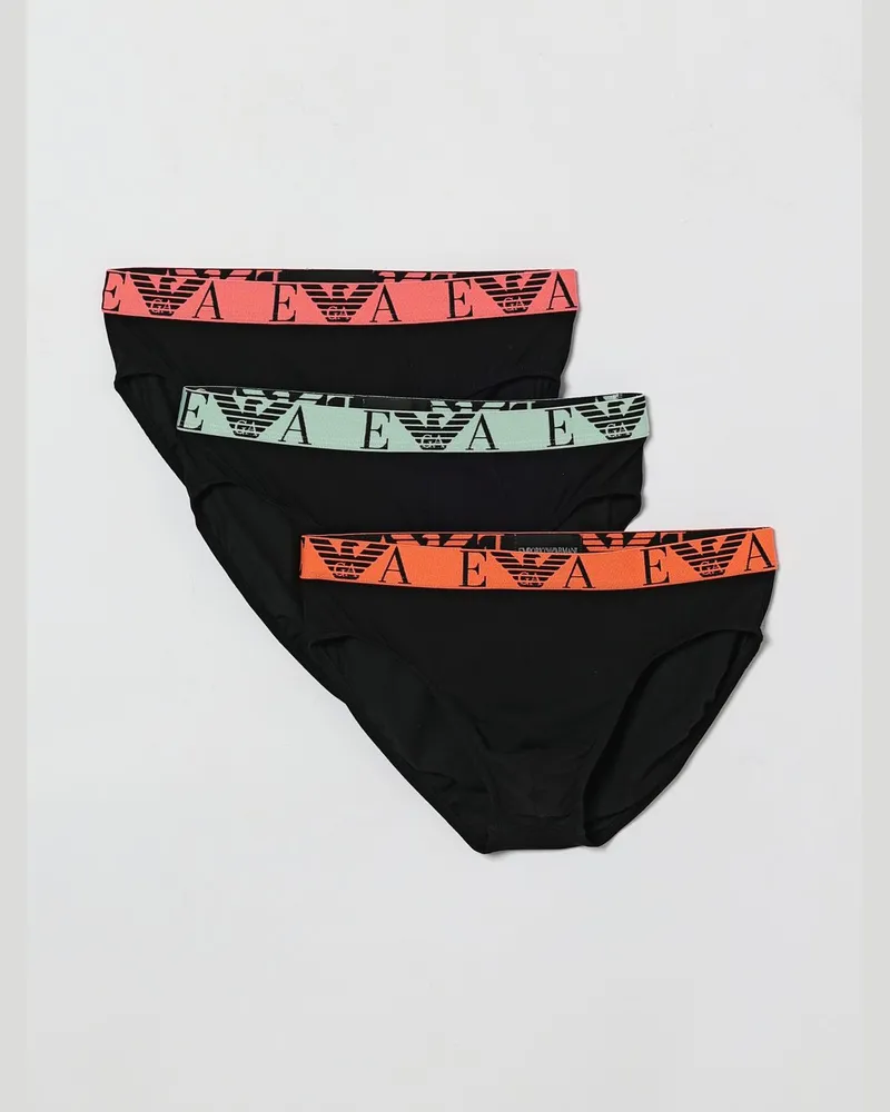 Emporio Armani 3er-Set Slips aus Stretch-Baumwolle mit Jacquard-Logo Schwarz
