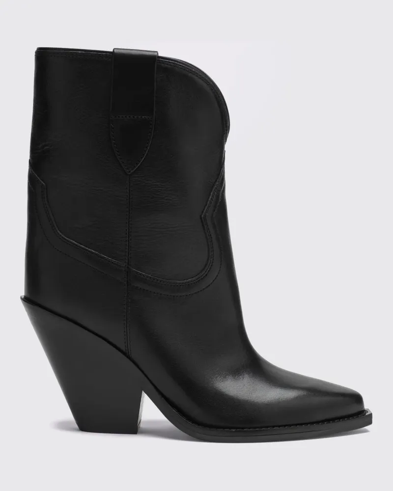 Isabel Marant Leyane Westernstiefel aus Veloursleder mit hohem Absatz Schwarz