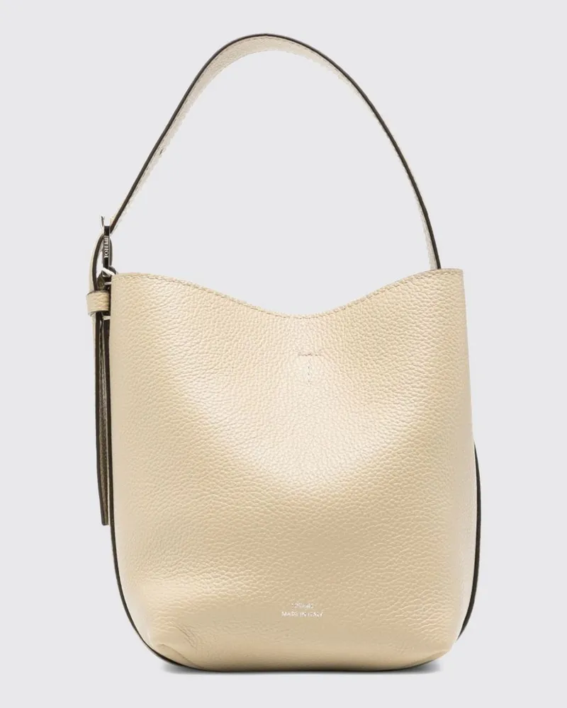 Totême Kleine Tote-Bag aus genarbtem Leder mit verstellbarem Griff Beige