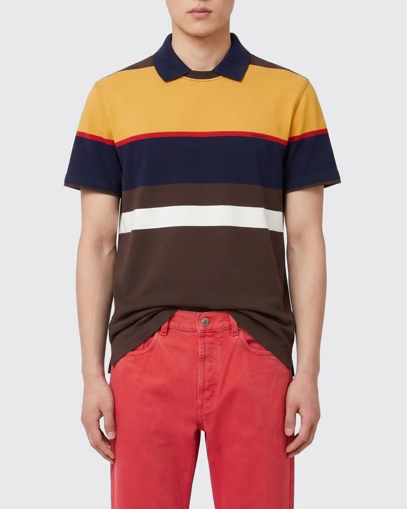 Versace Gestreiftes Polo-Shirt aus Baumwolle von Blau