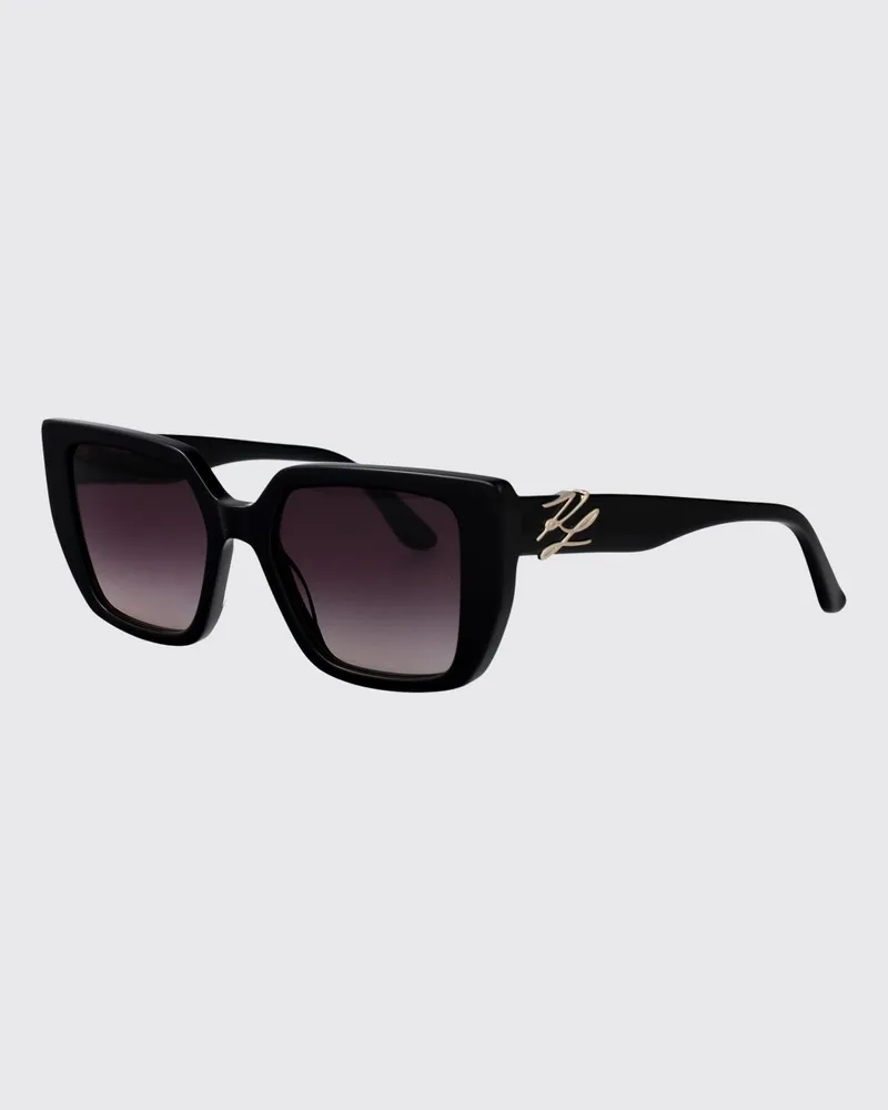 Karl Lagerfeld Vintage-Cat-Eye-Sonnenbrille aus Acetat mit metallischem Logo Schwarz
