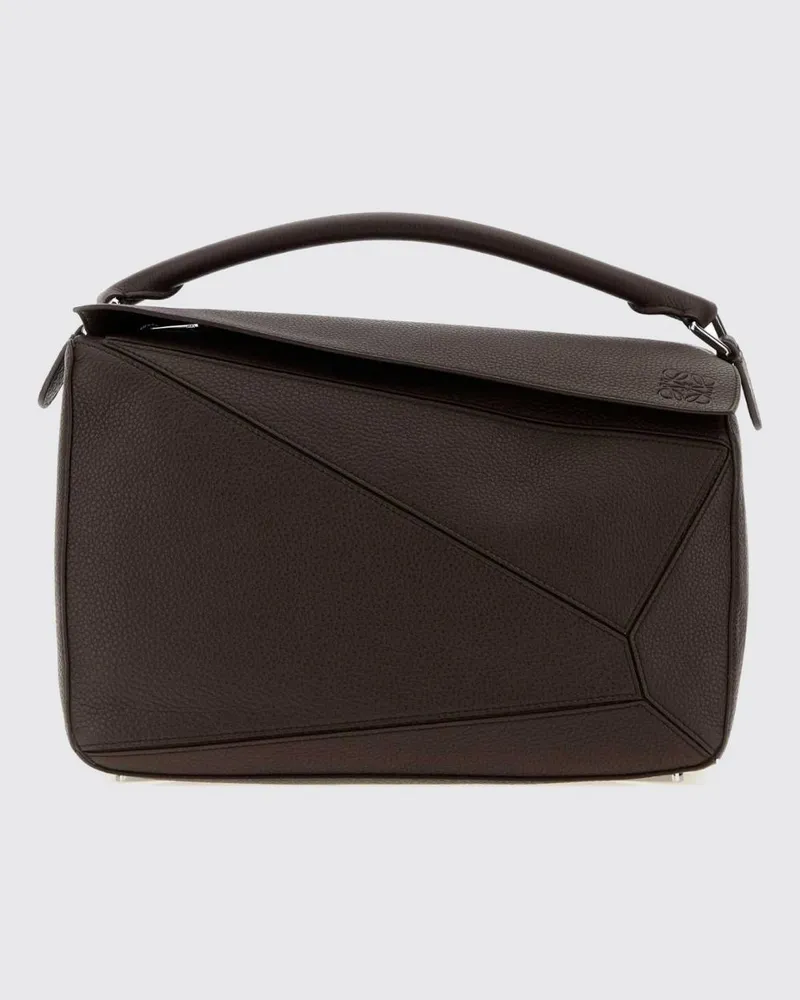 Loewe Große Puzzle Tasche aus genarbtem Kalbsleder Braun