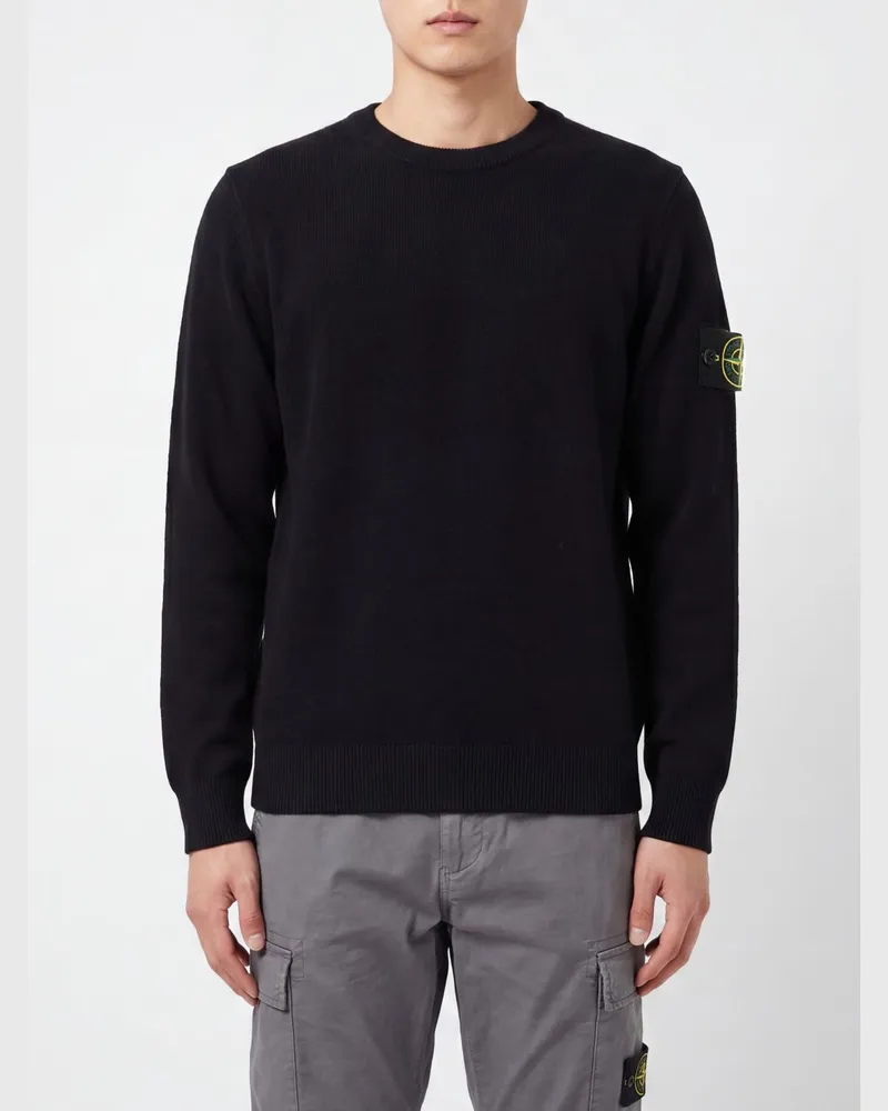 Stone Island Pullover aus Schurwolle Schwarz