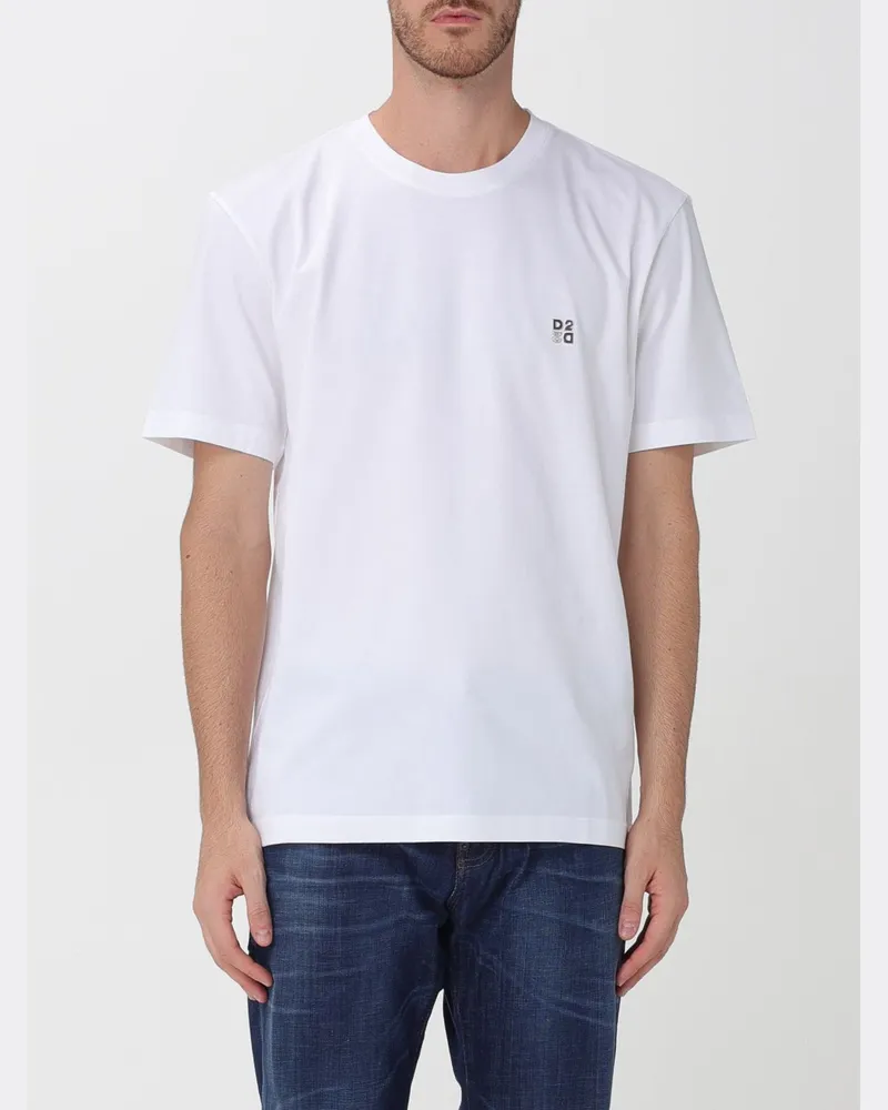 Dsquared2 Baumwoll-T-Shirt mit Rundhalsausschnitt und Kontrastlogo Weiß